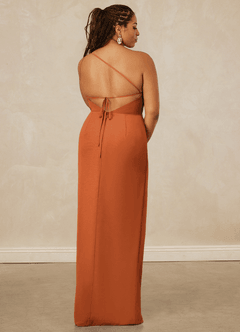Christian Siriano Bridal for Azazie 1003 Bridesmaid Dresses Cinnamon Sheath One Shoulder Chiffon Dress image15