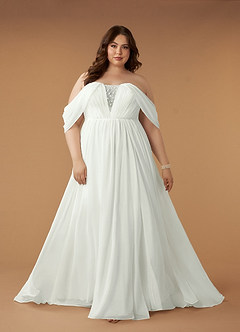 Azazie Fawn Wedding Dresses Cream A-Line Sweetheart Sequins Chiffon Dress image11