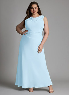 Azazie Kieryn Bridesmaid Dresses Sky Blue Mermaid Pleated Chiffon Dress image7