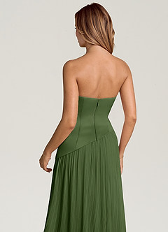 Azazie Tierney Bridesmaid Dresses Olive A-Line Strapless Chiffon Convertible Dress image5