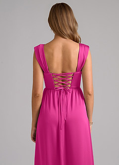 Azazie Hattie Brautjungfernkleider A-Linie Korsett Stretch-Satin Kleid Fuchsia image7