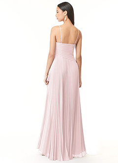 Azazie Vini Bridesmaid Dresses Blushing Pink A-Line V-Neck Pleated Chiffon Dress image2