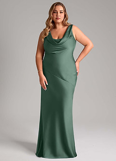 Azazie Rylina Bridesmaid Dresses Eucalyptus Mermaid Stretch Satin Dress image7