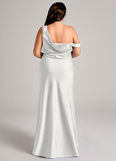 Azazie Madelyn Bridesmaid Dresses White Mermaid One Shoulder Stretch Satin Convertible Dress image7
