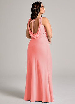 Azazie Rylina Bridesmaid Dresses Coral Mermaid Pleated Chiffon Dress image8