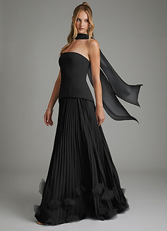 Azazie Alex Bridesmaid Dresses Black A-Line Corset Chiffon Dress image4
