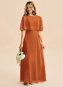 Azazie Maris Junior Abito A-Line in Chiffon Cannella image6