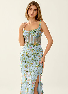 Posey Himmelblau Meerjungfrauen-Abendkleid aus Spitze image5