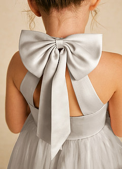 Azazie Dora Flower Girl Dresses Frost A-Line Bow Tulle Dress image5
