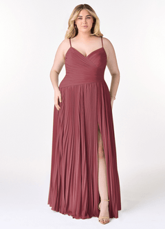 Azazie Vini Bridesmaid Dresses Merlot A-Line V-Neck Pleated Chiffon Dress image7