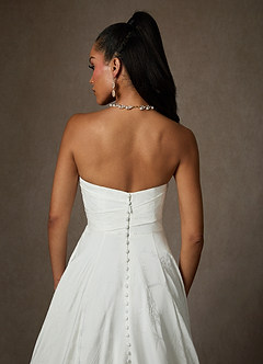 Azazie Kandice Wedding Dresses Diamond White Ball-Gown Floral Jacquard Dress image8