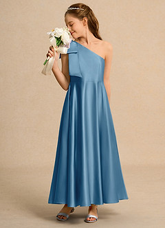 Azazie Guppy Junior Formal Flower Girl Klänningar Klä A-Line i Matt satäng Ena axeln image4