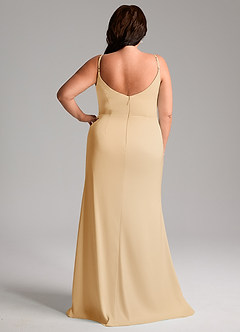Azazie Deandra Bridesmaid Dresses Gold Mermaid Pleated Stretch Satin Dress image8