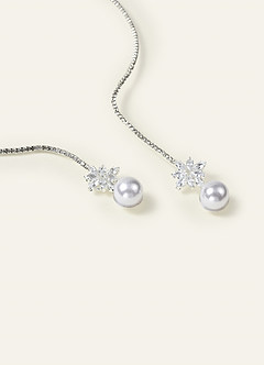 front Conjunto de joyas con colgante de flor de perlas y circonitas