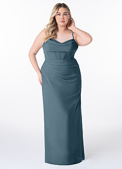 Azazie Mai Bridesmaid Dresses Twilight Sheath Pleated Chiffon Dress image7