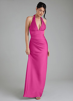 Azazie Torrance Bridesmaid Dresses Fuchsia Mermaid Corset Stretch Satin Dress image5
