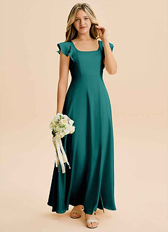 Azazie Bondi Junior Klä av A-Line i Stretch Satin Sidoslits image4