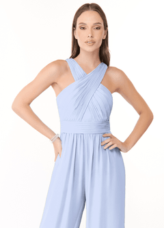 Azazie Berdie Bridesmaid Dresses Ice Halter Chiffon Jumpsuit image5