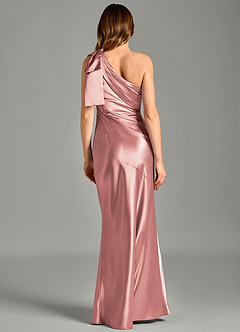 Azazie Yuanna Brudtärnklänningar Klä av Sjöjungfru i Metallisk satin Ena axeln Dammig Ros image6