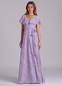 Azazie Lainey Brudtärnklänningar Klä av A-Linje i Blommig Utbrändhet med fickor Lila image4