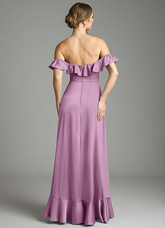 Azazie Lyra Bridesmaid Dresses Wisteria A-Line Off the Shoulder Stretch Satin Convertible Dress image10
