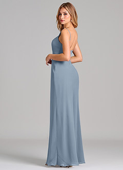 Azazie Tianna Final Sale Dusty Blue Sheath Chiffon Dress image5