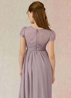 Azazie Delevingne Junior A-Linie Spitze Chiffon Kleid Dämmerung image5