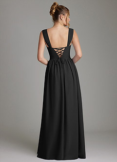 Azazie Caterina Bridesmaid Dresses Black A-Line Corset Chiffon Dress image6