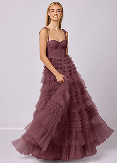 Barbie ♥ Azazie Bridesmaid Dresses Sangria A-Line Sweetheart Neckline Tulle Dress image3