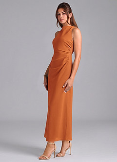 Azazie Evadne 신부 들러리 드레스 쉬스 주름진 쉬폰 발목 길이 드레스 image4