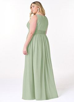 Azazie Harper Bridesmaid Dresses Dusty Sage A-Line Pleated Chiffon Dress image7