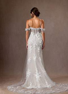 Azazie Alethea Wedding Dresses Diamond White Mermaid Strapless Lace Dress image2