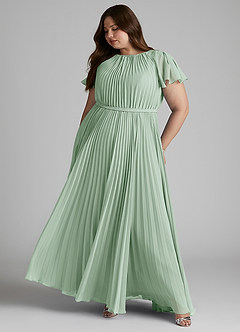 Azazie Kara Modest Bridesmaid Dresses A-Line Pleated Chiffon Floor-Length Dress image11