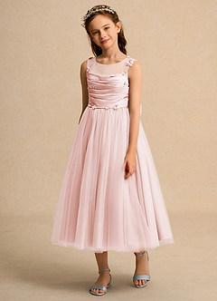 Azazie Snowball Girl Jurken voor bloemenmeisjes Baljurk Jurk van Tule Geplooid Blozend Roze image5