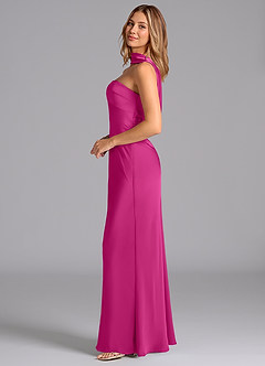 Azazie Lusinda Brudtärnklänningar Klä av Sjöjungfru i Stretch Satin Axelbandslös Fuchsia image5