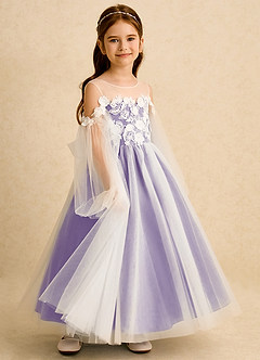 Azazie Zimi Abiti da Ragazza di Fiori Abito Principessa in Tulle Scollo a Cuore Tahiti image6