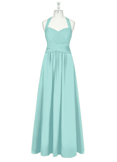 Azazie Claudia Bridesmaid Dresses Aqua A-Line Sweetheart Neckline Chiffon Dress image7