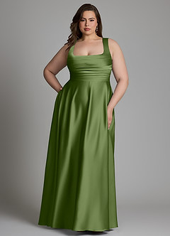 Azazie Azaria Vestidos de damas de honor Vestido Enebro de Satén Elástico de Línea A con Corsé image7