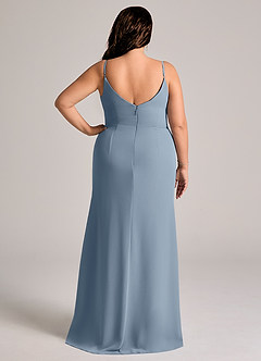 Azazie Deandra Bridesmaid Dresses Dusty Blue Mermaid Pleated Chiffon Dress image8