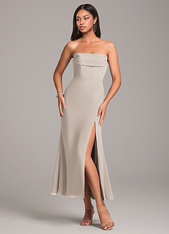 Azazie Saige Bridesmaid Dresses Frost Sheath Off the Shoulder Chiffon Convertible Dress image6