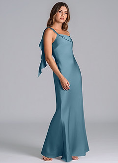 Azazie Driea Brudtärnklänningar Klä av Sjöjungfru i Stretch Satin Ena axeln Bermuda image5