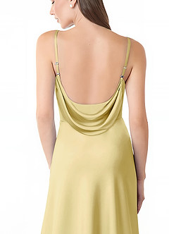 Azazie Alaija Bridesmaid Dresses Lemon Sorbet Mermaid Side Slit Stretch Satin Dress image6