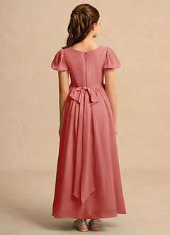 Azazie Lilia Girls Formal Flower Girl Dresses Antique Rose A-Line with Sleeves Chiffon Dress image2