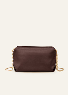 front Matching Color Stretch Satin Rhinestone Square Buckle Clutch