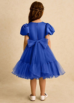 Azazie Cocoa Abiti da Ragazza di Fiori Abito Principessa in Tulle Plissettato Blu Reale image6