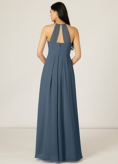 Azazie Sarah Bridesmaid Dresses Neptune Empire Pleated Chiffon Dress image2