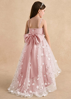 Azazie Celia Flower Girl Dresses Powder Pink A-Line Spaghetti Strap Tulle Dress image2