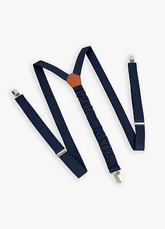 front Matching Color Matte Satin Suspenders