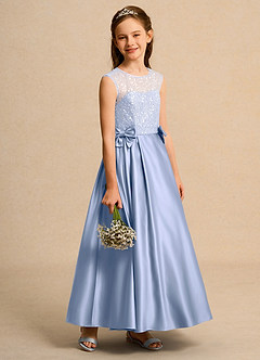 Azazie Candy Girl vestidos de niña de las flores Vestido de Hielo de Satin Mate de Princesa con Lazo image6