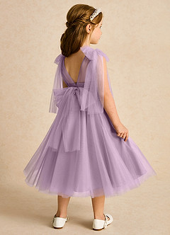 Azazie Dori Robe Demoiselle D'honneur Fillette Robe Trapèze en Tulle Rayé Glycine image3